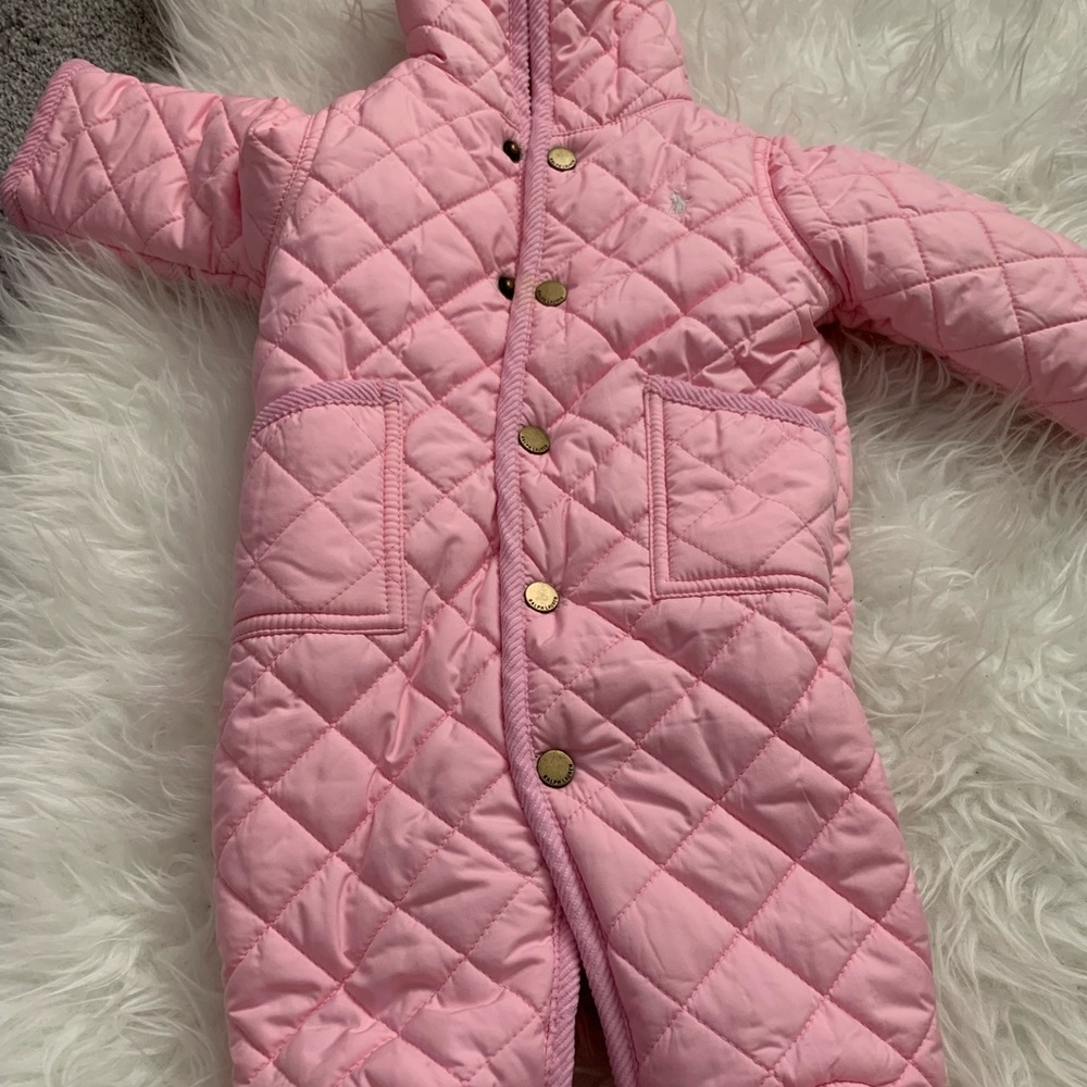 Infant Polo Ralph Lauren Pink Snowsuit. Size 3 M
